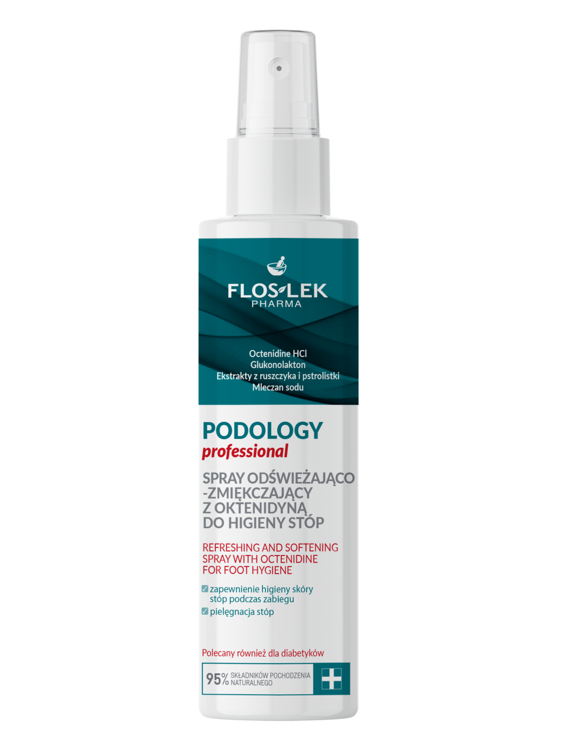 FLOSLEK PODOLOGY Professional värskendav ja pehmendav oktenidiiniga sprei jalgade hügieeniks, 225ml