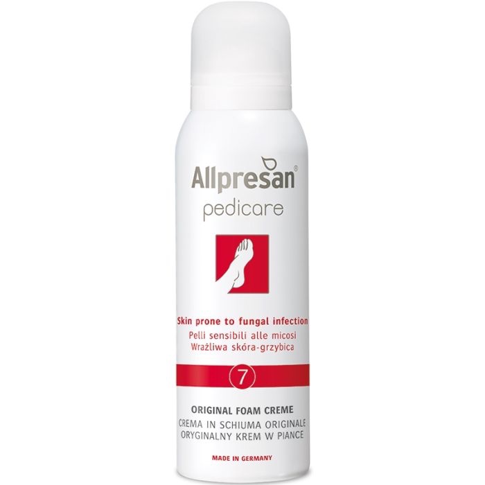 Allpresan Pedicare Foam Cream 7 10% Urea ja 1% klotrimasooliga – mikroobidevastase toimega vahtkreem, 125ml